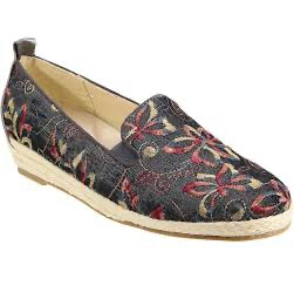David Tate Flats Embroidered Espadrille Womens 8.5 W Floral Slip On Shoes USED
